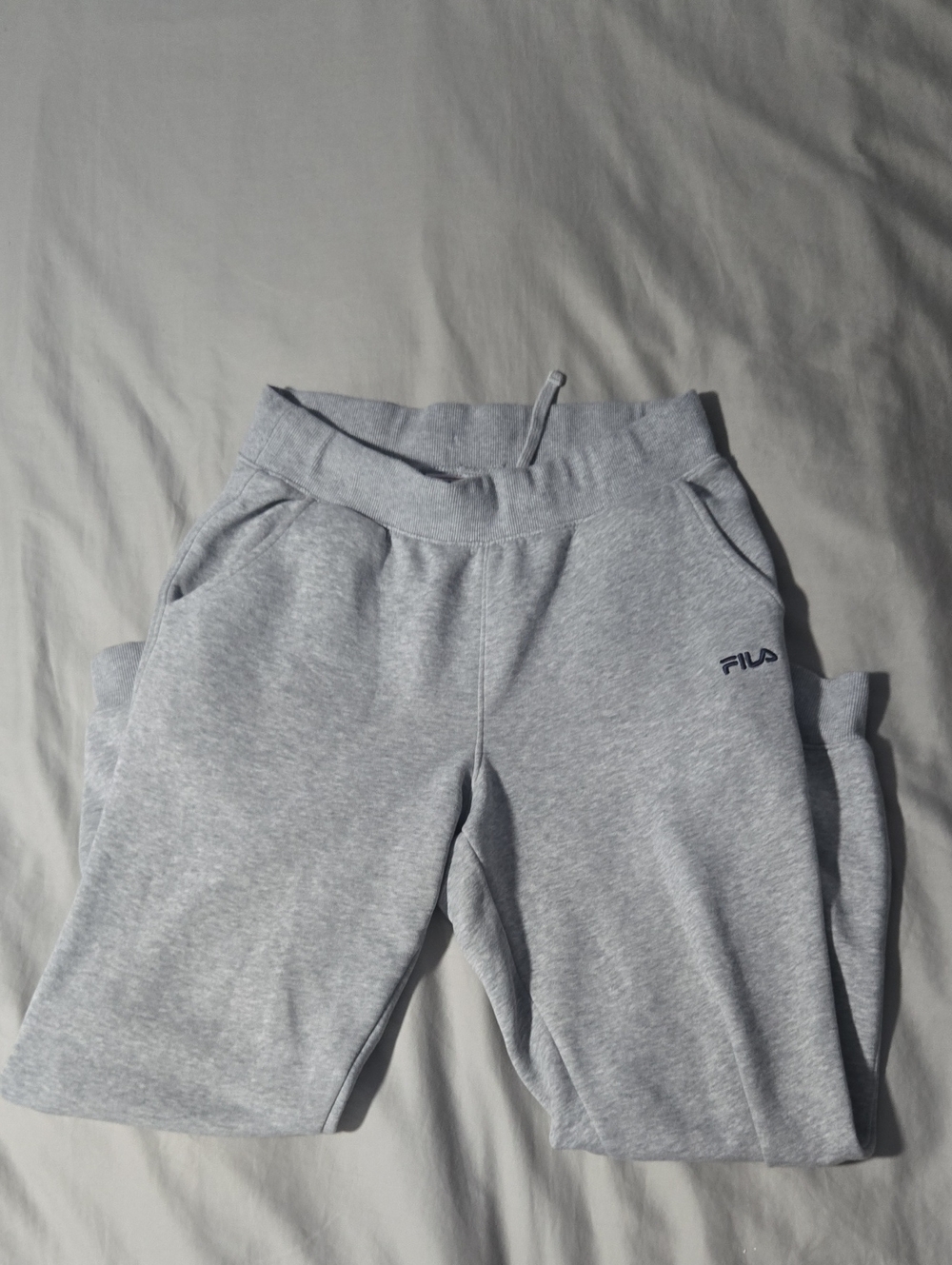 Fila Womens Heather Gray Jogger Sweatpants Navy Logo